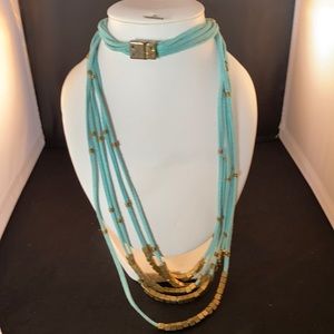 Leather & brass necklace